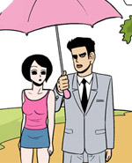 卡列漫画给打伞的